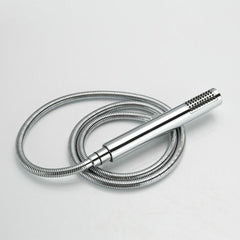 床置きシャワー水栓 床立ち上げ式浴槽蛇口 冷熱混合栓 ハンドシャワー付 銀