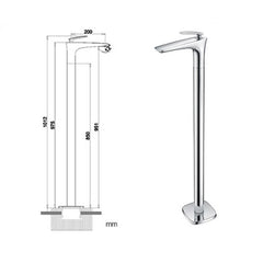 水栓 床置きシャワー水栓 床立ち上げ式浴槽蛇口 冷熱混合栓 水栓金具 銀 - Kansofurni