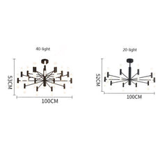 LEDシャンデリア リビング照明 ダイニング 寝室 ランプ 枝型 オシャレ 20/40灯 黒金色