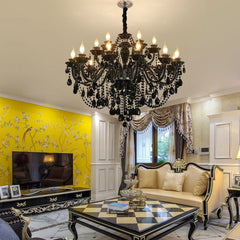 シャンデリア クリスタル照明 リビング 吹き抜け ダイニング照明 黒色 豪華 - Kansofurni