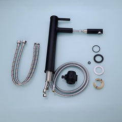 洗面蛇口 スプレー混合栓 ホース引出式 洗髪用水栓 黒 H25cm - Kansofurni