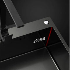 キッチンシンク ナノ台所流し台 55*45cm オーバー アンダー 201ステンレス 手作り 黒 1槽 厚手 - Kansofurni