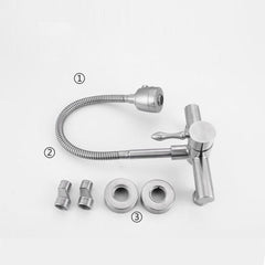 壁付蛇口 キッチン水栓 水道蛇口 台所水栓 冷熱混合栓 ツーホール ヘアライン