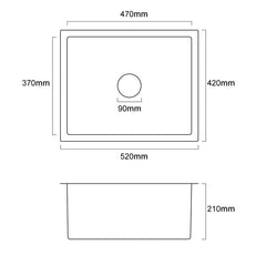 キッチンシンク 台所流し台 52*42cm オーバー アンダー 201ステンレス 手作り 1槽 - Kansofurni