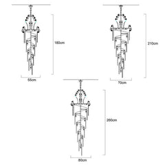 ペンダントライト クリスタル照明 吹き抜け ホテル 別荘 天井照明 豪華 H180/210/260cm - Kansofurni