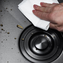 キッチンシンク ナノ台所流し台 68*48cm オーバー アンダー 304ステンレス 折畳み式蛇口付 目隠しフタ付 黒 1槽 - Kansofurni