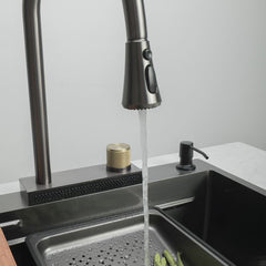 キッチンシンク ナノ台所流し台 75*46cm オーバー アンダー 304ステンレス 手作り 黒 1槽 - Kansofurni