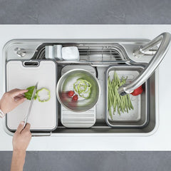 キッチンシンク 台所流し台 80*50cm オーバー アンダー 304ステンレス エンボス加工 アンダーシンク ヘアライン 1槽 - Kansofurni