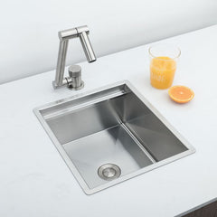 キッチンシンク ナノ台所流し台 29*33cm オーバー アンダー 304ステンレス 手作り 蓋付 蛇口付 ヘアライン 1槽