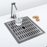 キッチンシンク ナノ台所流し台 29*33cm オーバー アンダー 304ステンレス ヘアライン 1槽 浄水器用蛇口付 黒 1槽