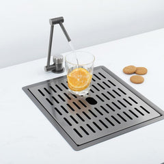 キッチンシンク ナノ台所流し台 29*33cm オーバー アンダー 304ステンレス ヘアライン 1槽 浄水器用蛇口付 黒 1槽