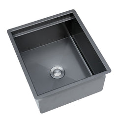 キッチンシンク ナノ台所流し台 29*33cm オーバー アンダー 304ステンレス ヘアライン 1槽 浄水器用蛇口付 黒 1槽