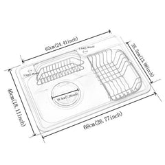 キッチンシンク 台所流し台 68*46cm オーバー アンダー 304ステンレス 手作り 1槽