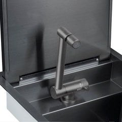 キッチンシンク ナノ台所流し台 30*39cm オーバー アンダー 304ステンレス 折畳み式蛇口付 蓋付 黒 1槽