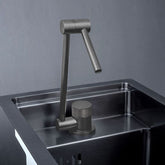 キッチンシンク ナノ台所流し台 36*42cm オーバー アンダー 304ステンレス 折畳み式浄水器用蛇口付 蓋付 黒 1槽