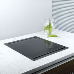 キッチンシンク ナノ台所流し台 36*42cm オーバー アンダー 304ステンレス 折畳み式浄水器用蛇口付 蓋付 黒 1槽