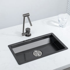 お水受け皿 ナミ小型シンク ミニ手洗い台 33*22*5cm オーバー アンダー 304ステンレス 黒 1槽