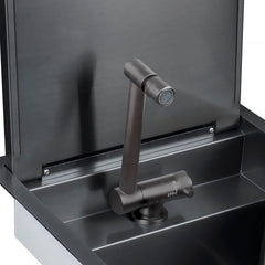 キッチンシンク ナノ台所流し台 43*45cm オーバー アンダー 304ステンレス 折畳み式蛇口付 蓋付 黒 1槽 - Kansofurni