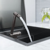 キッチンシンク ナノ台所流し台 43*45cm オーバー アンダー 304ステンレス 折畳み式蛇口付 蓋付 黒 1槽 - Kansofurni