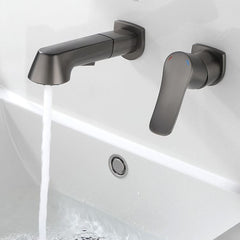 壁付水栓 浴室キャビネット蛇口 引出し水栓 洗面蛇口 冷熱混合栓 整流&シャワー吐水式 ガングレー - Kansofurni