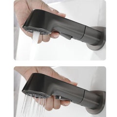 壁付水栓 浴室キャビネット蛇口 引出し水栓 洗面蛇口 冷熱混合栓 整流&シャワー吐水式 ガングレー - Kansofurni