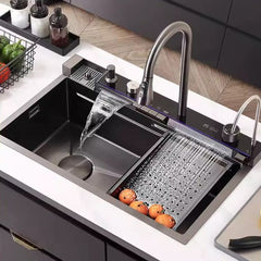 キッチンシンク ナノ台所流し台 68*45cm オーバー アンダー 304ステンレス 多機能 蛇口付 浄水栓付 カップ洗浄付 1槽