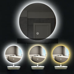 LED化粧鏡 室内用ミラー 浴室鏡 壁掛け サロン 美容室 丸型 オシャレ - Kansofurni