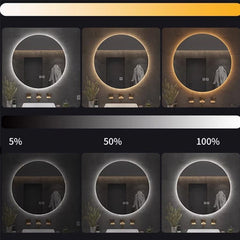 LED化粧鏡 室内用ミラー 浴室鏡 壁掛け サロン 美容室 丸型 オシャレ - Kansofurni