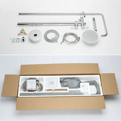 床置きシャワー水栓 床立ち上げ式浴槽蛇口 冷熱混合栓 ハンドシャワー付 銀