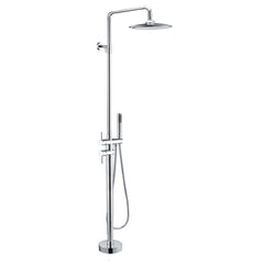 床置きシャワー水栓 床立ち上げ式浴槽蛇口 冷熱混合栓 ハンドシャワー付 銀