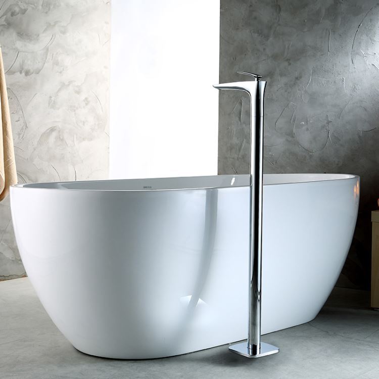 水栓 床置きシャワー水栓 床立ち上げ式浴槽蛇口 冷熱混合栓 水栓金具 銀 - Kansofurni