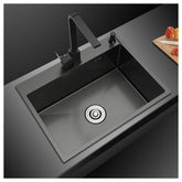 キッチンシンク ナノ台所流し台 55*45cm オーバー アンダー 201ステンレス 手作り 黒 1槽 厚手 - Kansofurni