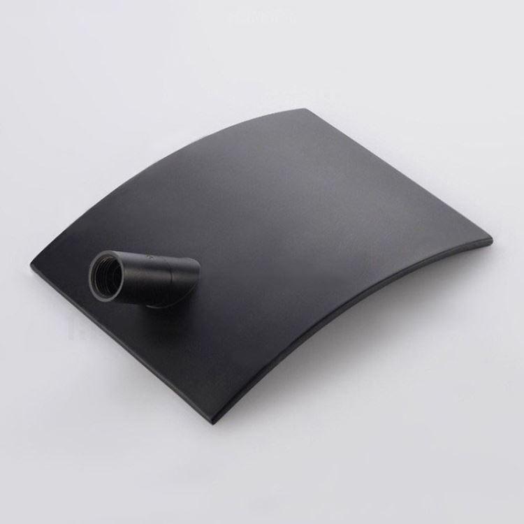 壁付水栓 注ぎ口 水道蛇口 ステンレス製 滝状吐水口 黒(ハンドル無し) - Kansofurni