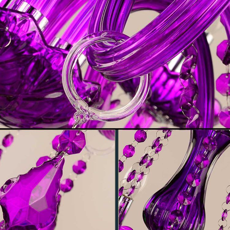 シャンデリア クリスタル照明 リビング 吹き抜け ダイニング照明 紫色 オシャレ - Kansofurni