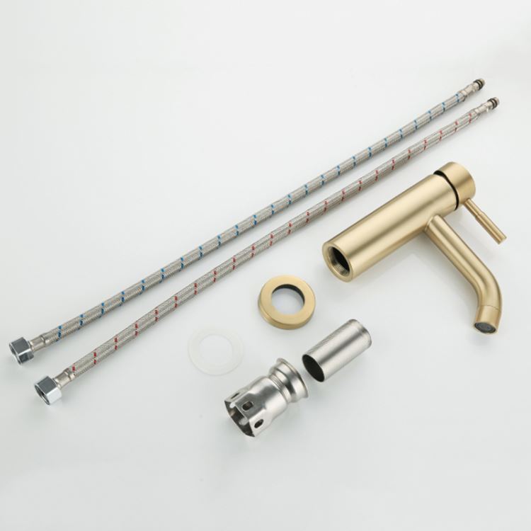 洗面蛇口 バス水栓 冷熱混合栓 水道蛇口 ステンレス鋼 古金 H168mm - Kansofurni