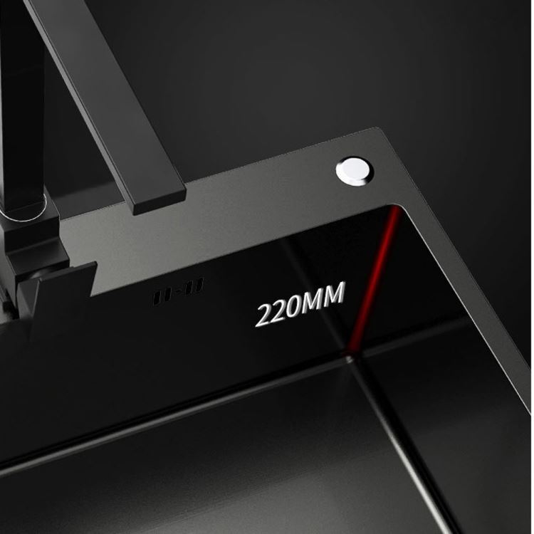 キッチンシンク ナノ台所流し台 55*45cm オーバー アンダー 201ステンレス 手作り 黒 1槽 厚手 - Kansofurni