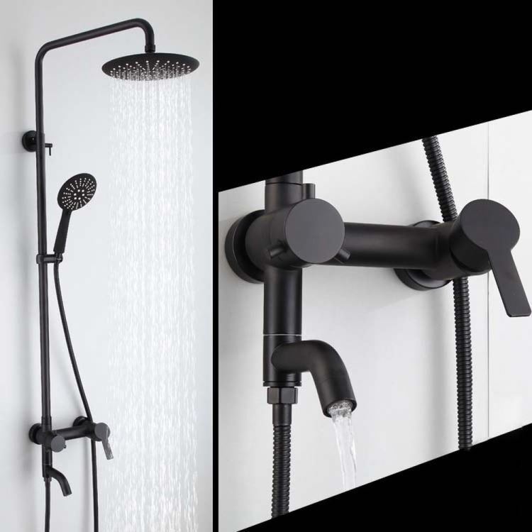 シャワー水栓 ヘッド+ハンド+蛇口 シャワーバー ステンレス製 オシャレ 黒 - Kansofurni