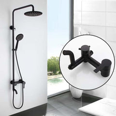 シャワー水栓 ヘッド+ハンド+蛇口 シャワーバー ステンレス製 オシャレ 黒 - Kansofurni