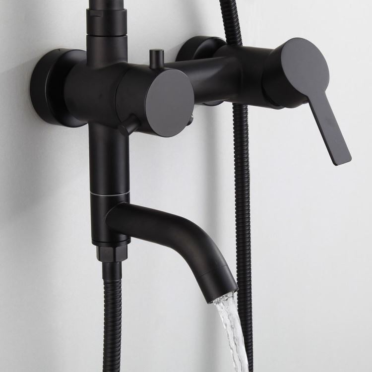 シャワー水栓 ヘッド+ハンド+蛇口 シャワーバー ステンレス製 オシャレ 黒 - Kansofurni