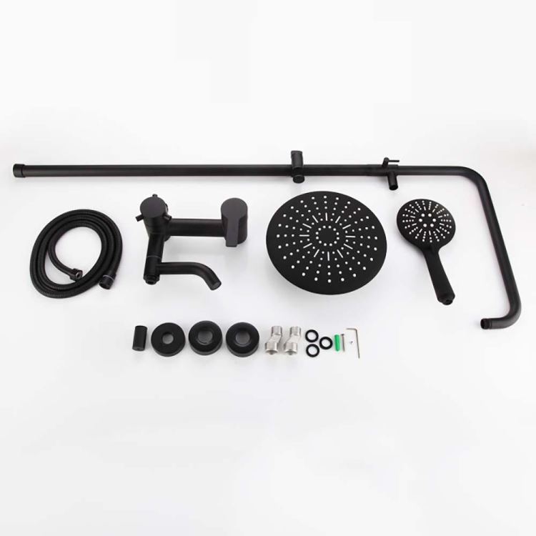 シャワー水栓 ヘッド+ハンド+蛇口 シャワーバー ステンレス製 オシャレ 黒 - Kansofurni