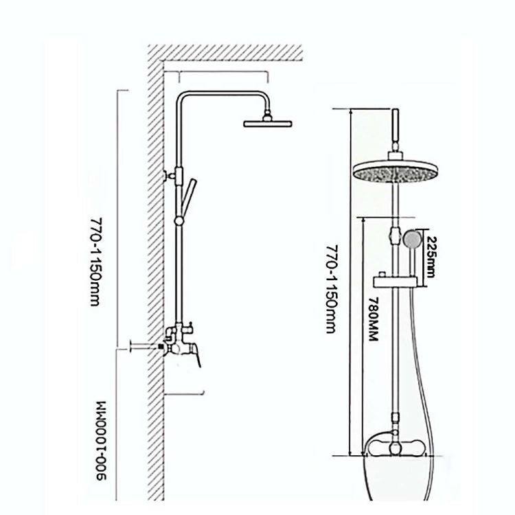 シャワー水栓 サーモスタット混合栓 ヘッド+ハンド+蛇口 シャワーシステム - Kansofurni