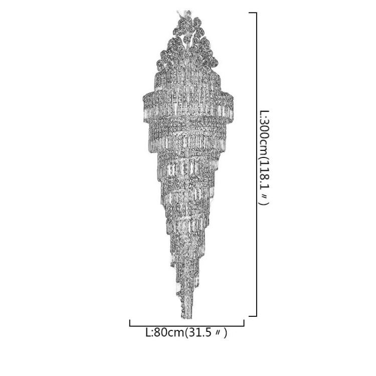 ペンダントライト クリスタル照明 吹き抜け ホテル 別荘 天井照明 豪華 H160/200/300cm - Kansofurni
