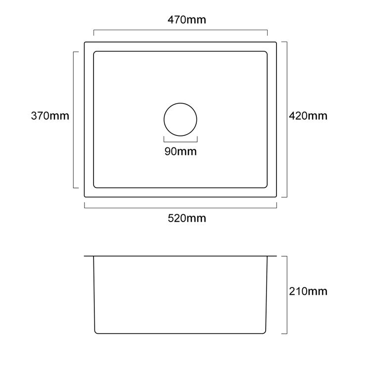 キッチンシンク 台所流し台 52*42cm オーバー アンダー 201ステンレス 手作り 1槽 - Kansofurni
