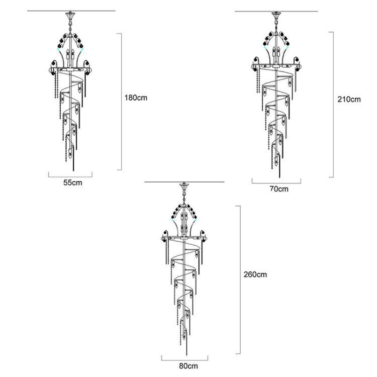 ペンダントライト クリスタル照明 吹き抜け ホテル 別荘 天井照明 豪華 H180/210/260cm - Kansofurni