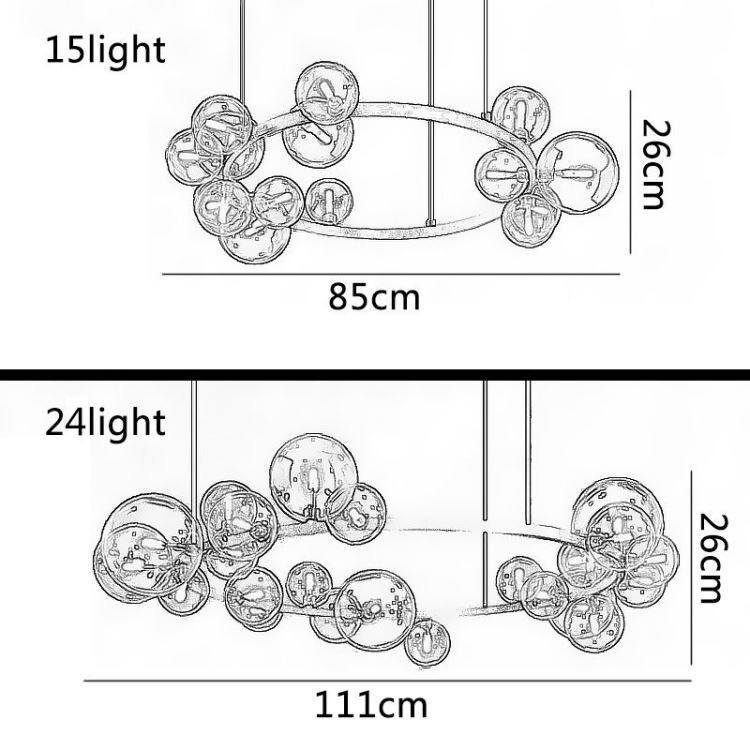 LEDペンダントライト リビング照明 ダイニング 店舗 気泡型 15灯/24灯 - Kansofurni