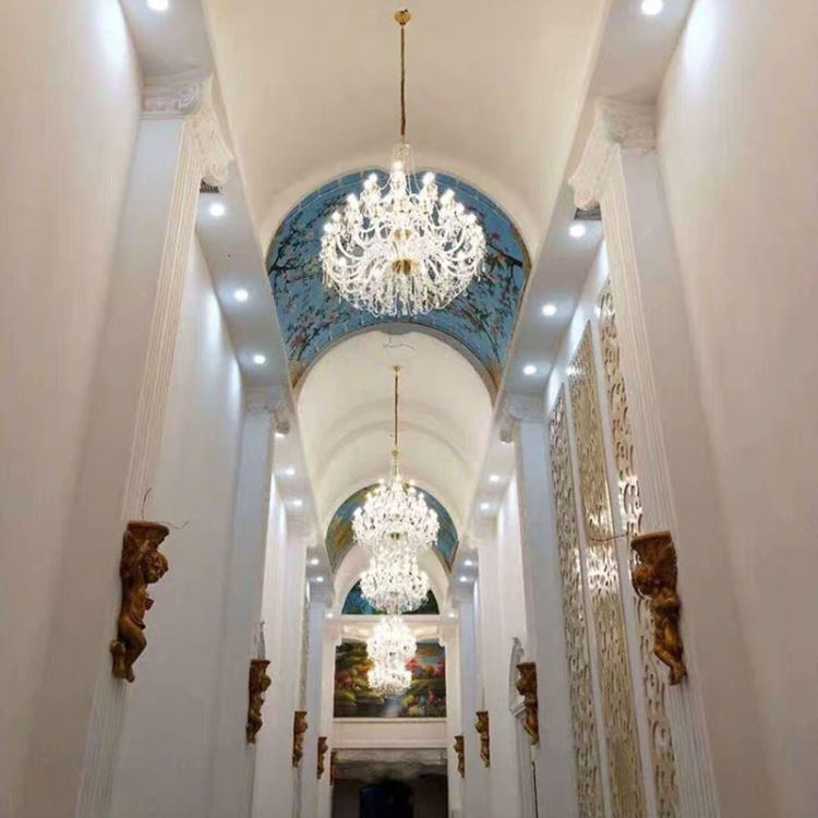 シャンデリア クリスタル照明 ホテル 吹き抜け 別荘 大型照明 白色 32灯 D140*H150cm - Kansofurni