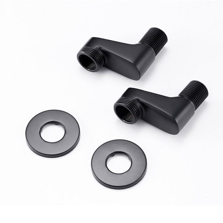 水栓クランク 取付脚 配管用ソケット 延長 水栓部品 黒/古銅 2個入り - Kansofurni