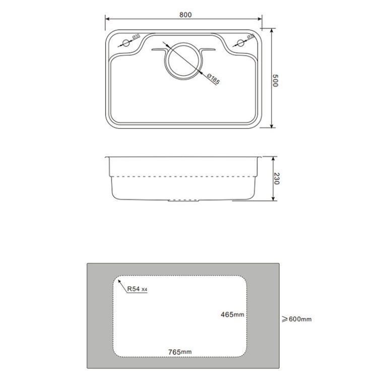 キッチンシンク 台所流し台 80*50cm オーバー アンダー 304ステンレス エンボス加工 アンダーシンク ヘアライン 1槽 - Kansofurni