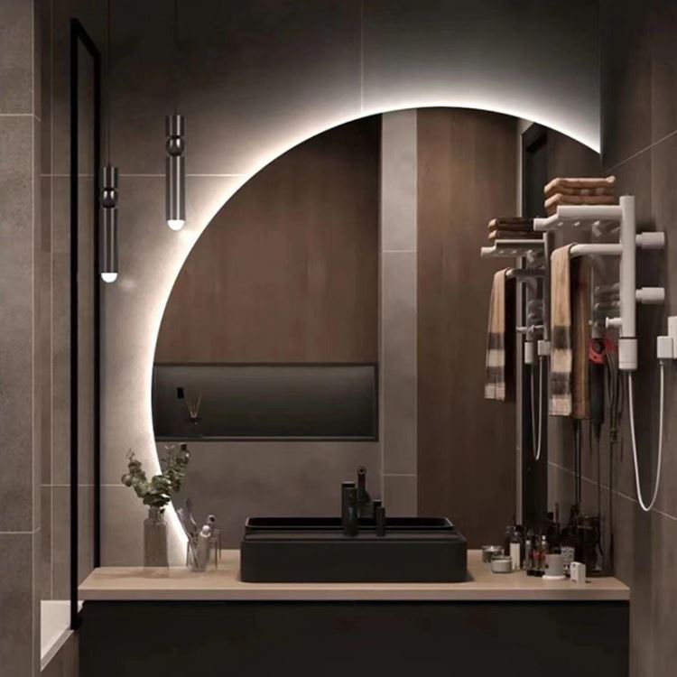 LED化粧鏡 室内用ミラー 壁掛け 美容室 ホテル 半円形 インテリア オシャレ - Kansofurni
