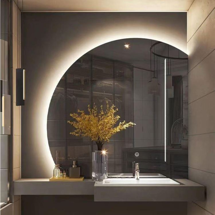 LED化粧鏡 室内用ミラー 壁掛け 美容室 ホテル 半円形 インテリア オシャレ - Kansofurni